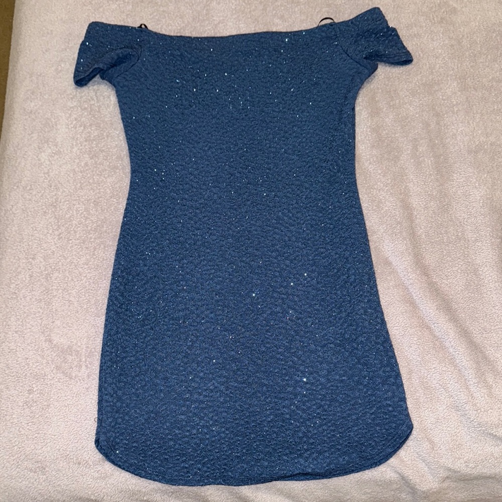 Elegant Blue Off-Shoulder Dress